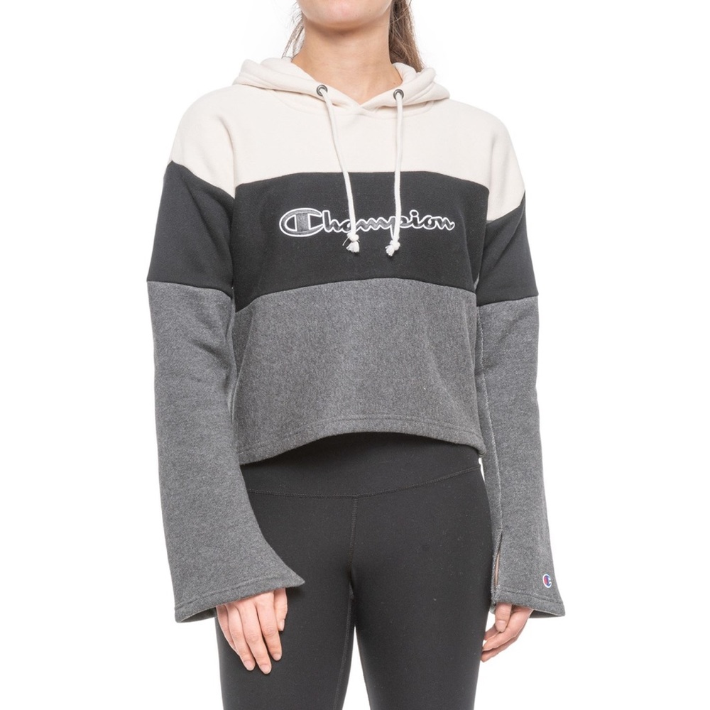 Champion Reverse-Weave Crop Color-Block Hoodie Nwt - image 1